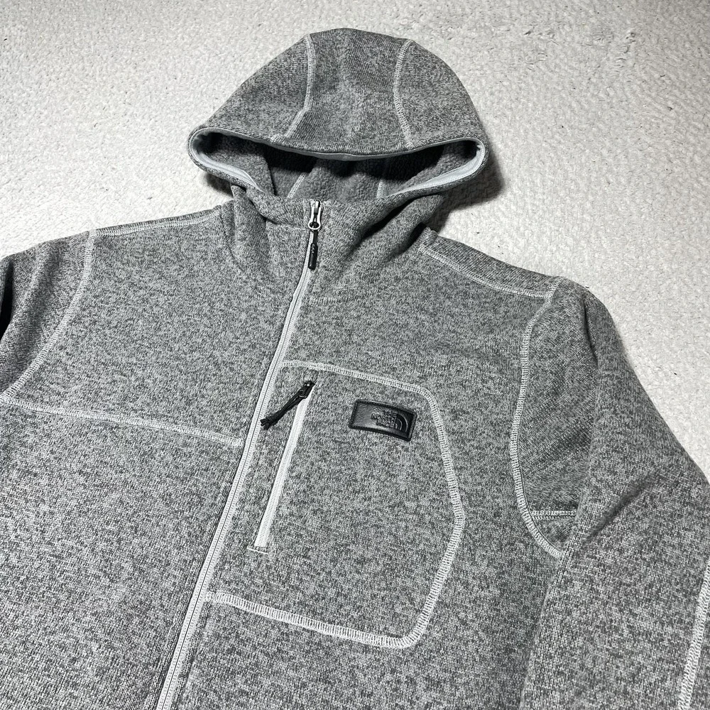 The North Face Jacket Mens Medium Gray Fleece Hooded Full Zip‎ Outdoor Thermal